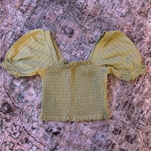 Women’s Smocked Blouse with Puff Sleeves in Pistachio Green